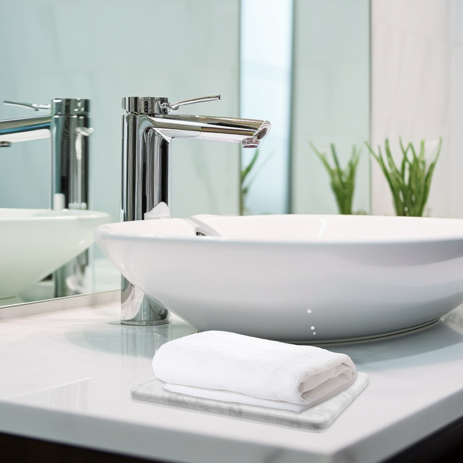 Luxury Skincare Organizer - Ronde dienblad van natuurlijk wit marmer